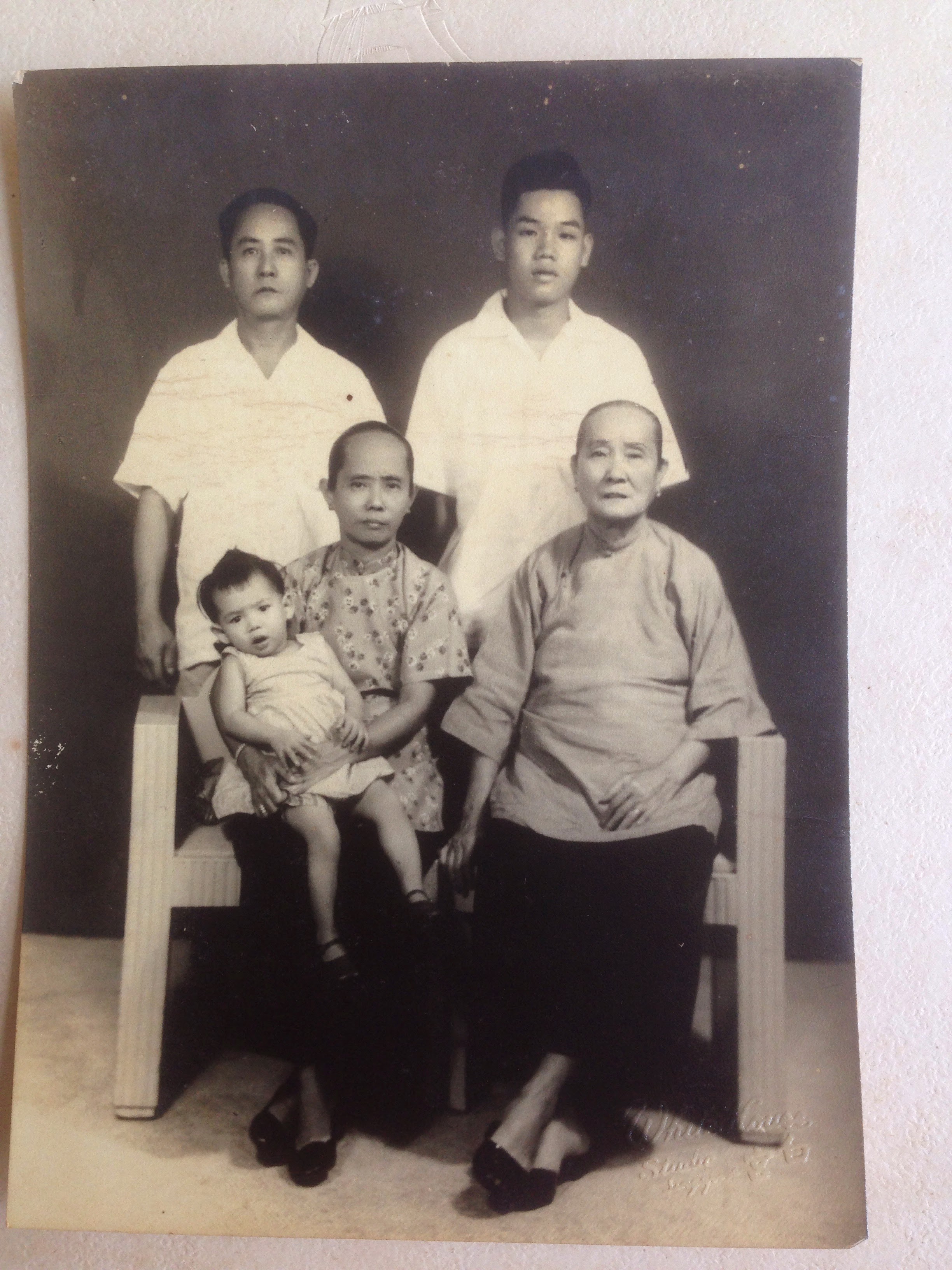 Old Photo Of Great-Grandma, Grandma, Grand Uncle And Uncle